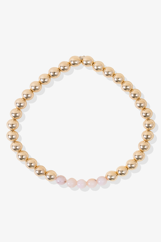 Grand Love Pink Opal Bracelet With REAL Gold Beads