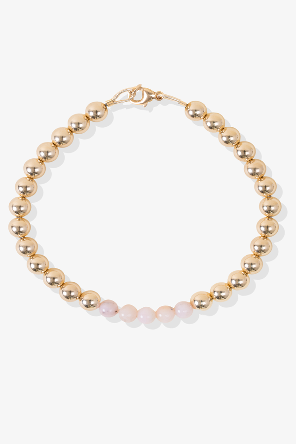 Grand Love Pink Opal Bracelet With REAL Gold Beads