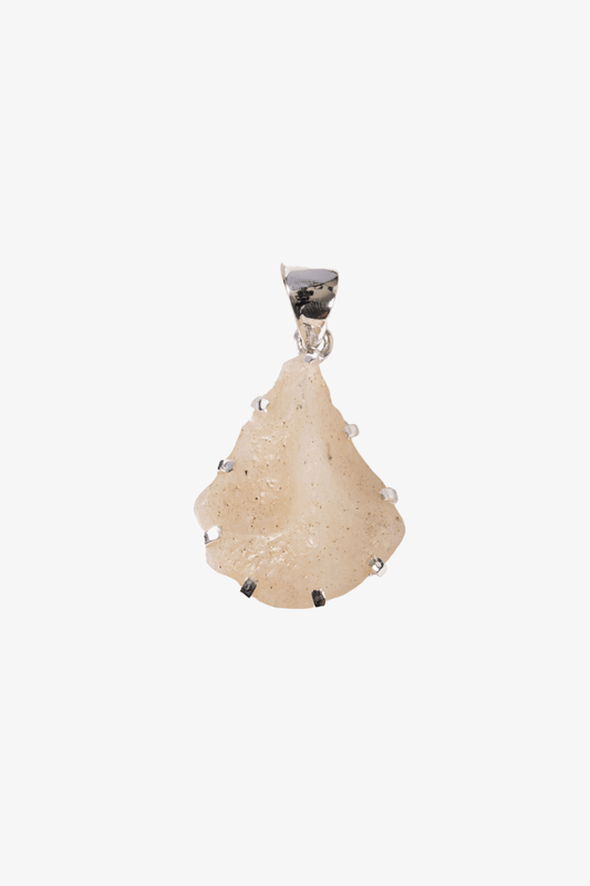 Rough Libyan Desert Glass Sterling Silver Pendant - Eat.Read.Love.