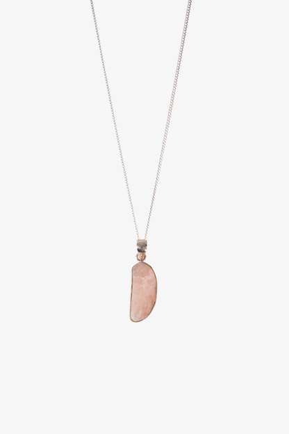 Rough Morganite Sterling Silver Pendant - Eat.Read.Love.