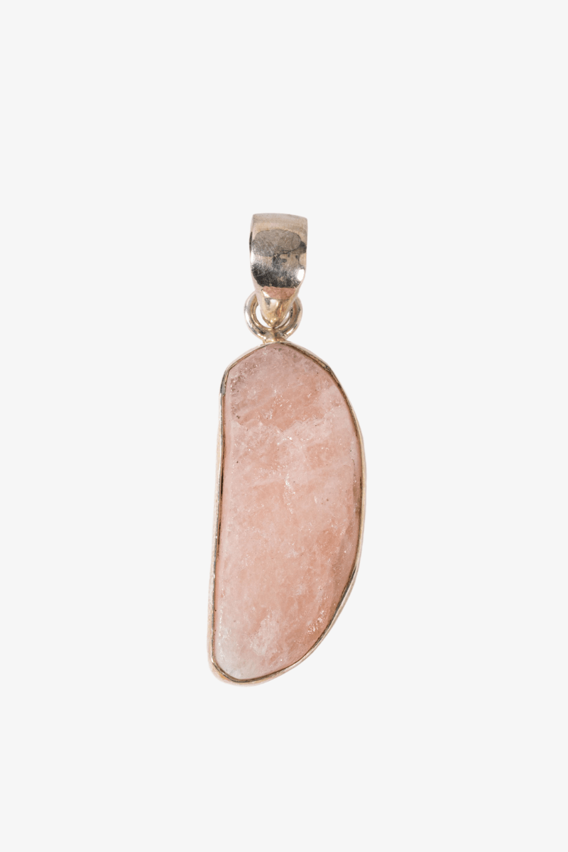 Rough Morganite Sterling Silver Pendant - Eat.Read.Love.