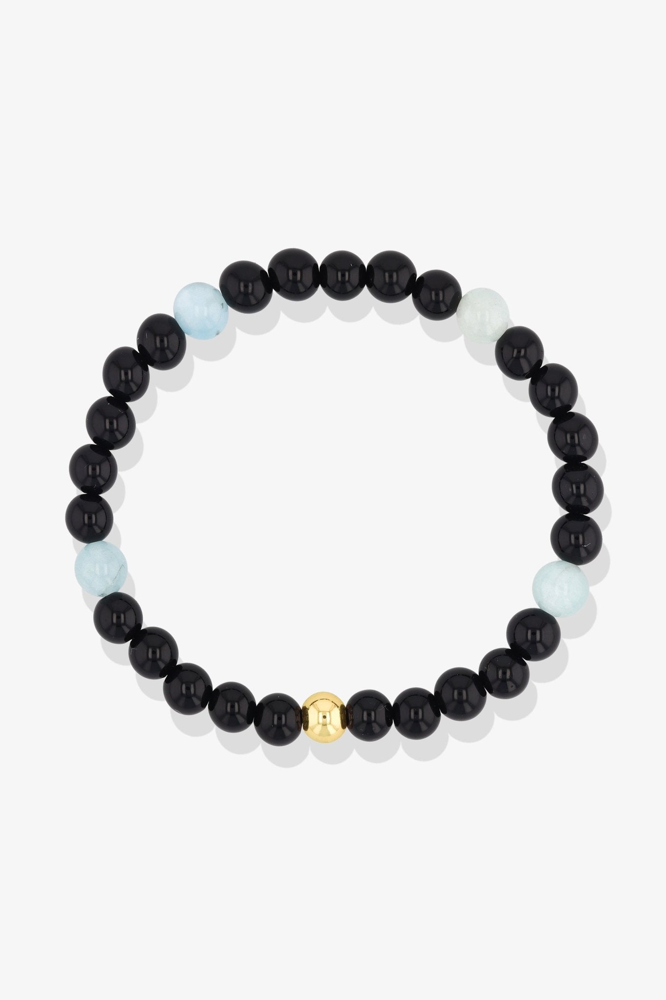 Sagittarius Black Obsidian and Aquamarine Crystal Bracelet with REAL Gold - Eat.Read.Love.