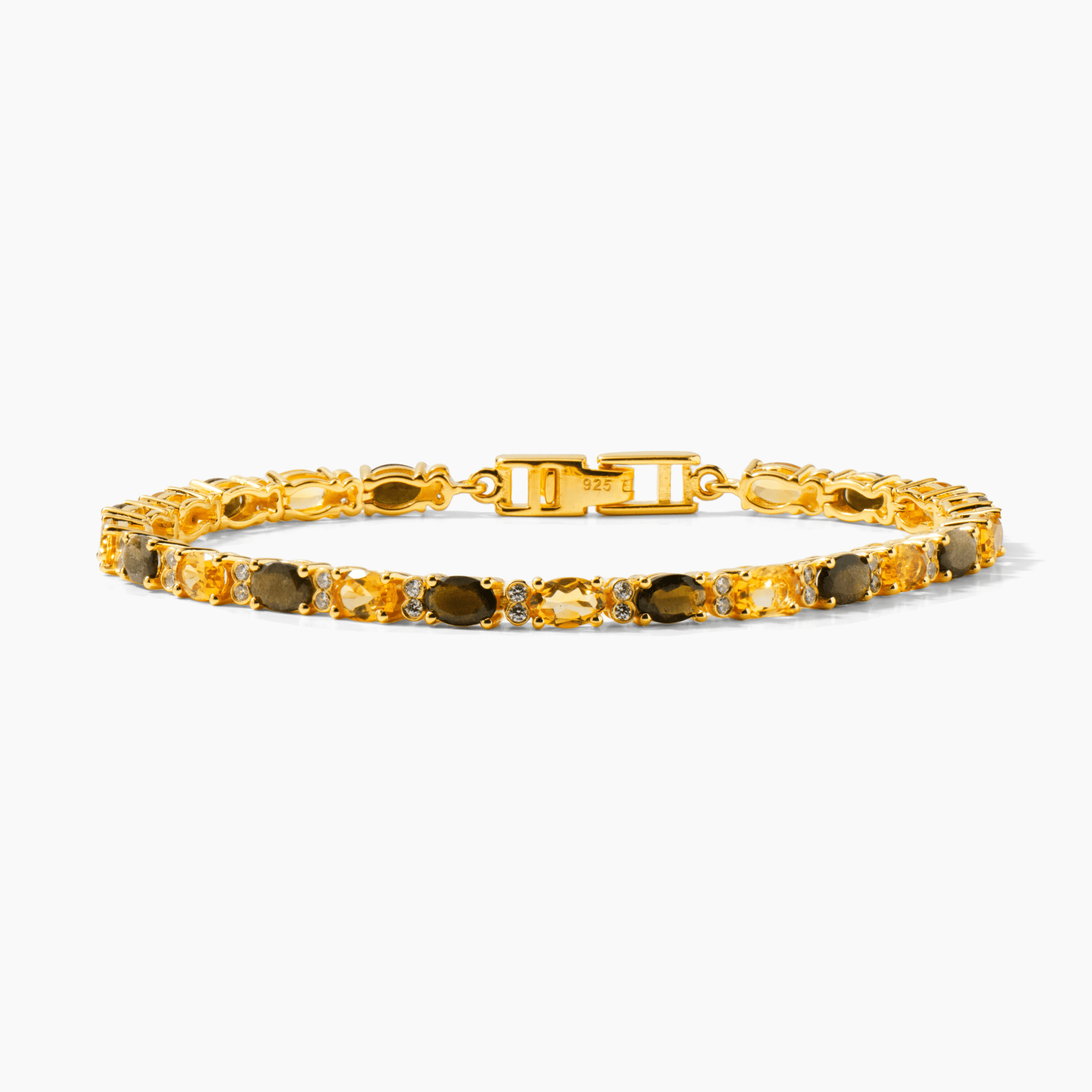 Smoky Quartz and Citrine Gold Filled Tennis Bracelet - Abundance and Grounding - Eat.Read.Love.