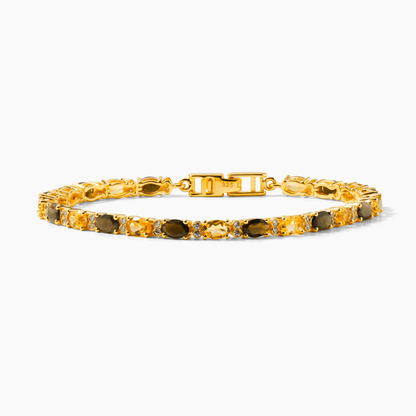 Smoky Quartz and Citrine Gold Filled Tennis Bracelet - Abundance and Grounding - Eat.Read.Love.