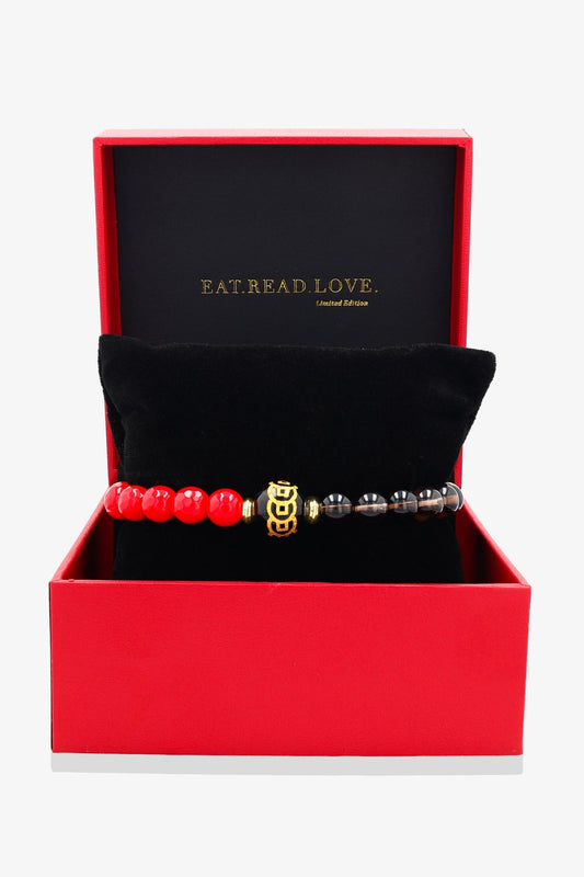 Smoky Quartz and Red Jade Money Coin Bracelet - Attract Protection - Eat.Read.Love.