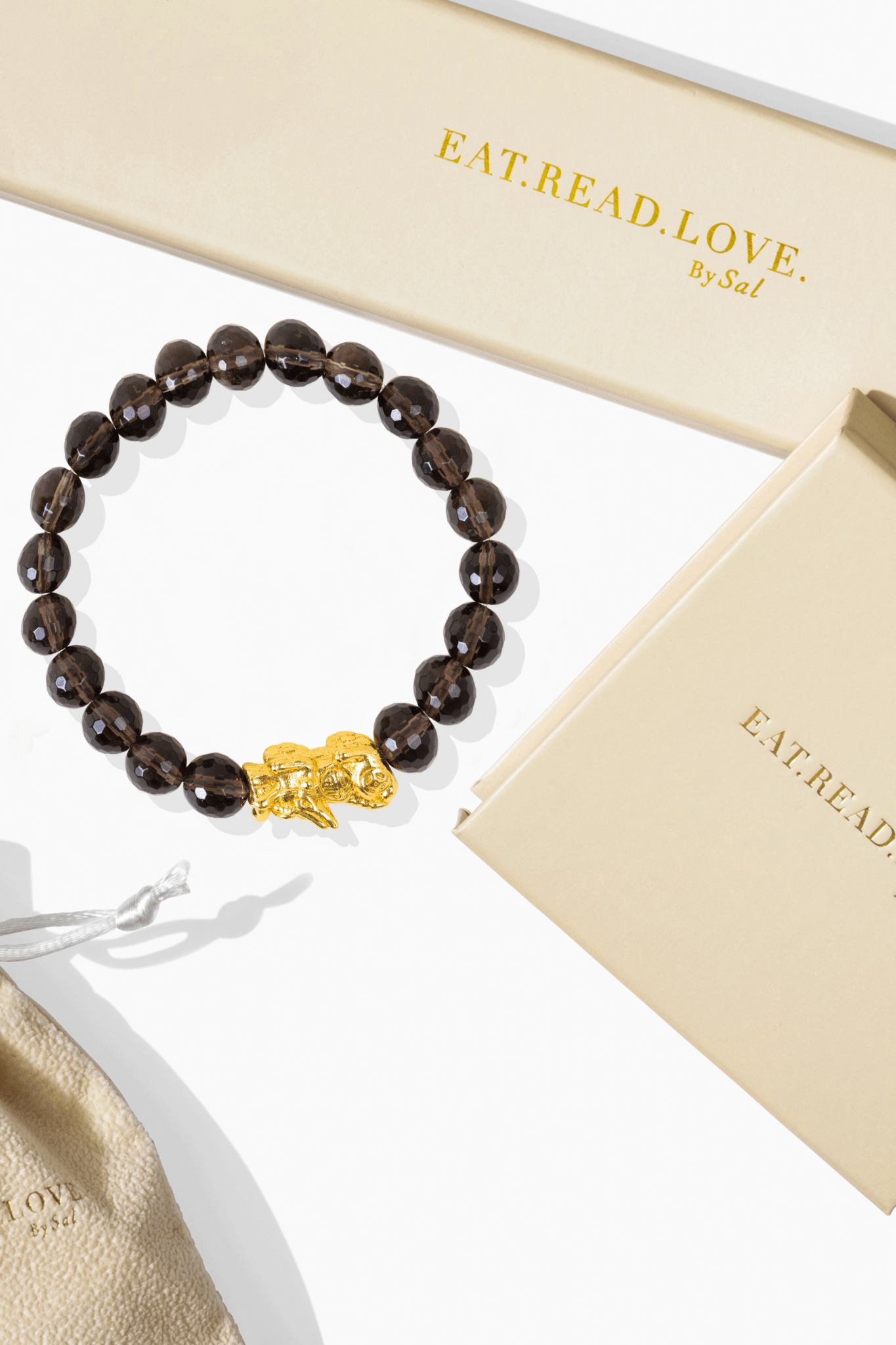 Smoky Quartz Fortune Pixiu Feng Shui Bracelet - Eat.Read.Love.