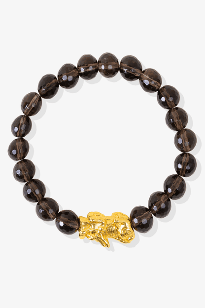 Smoky Quartz Fortune Pixiu Feng Shui Bracelet - Eat.Read.Love.