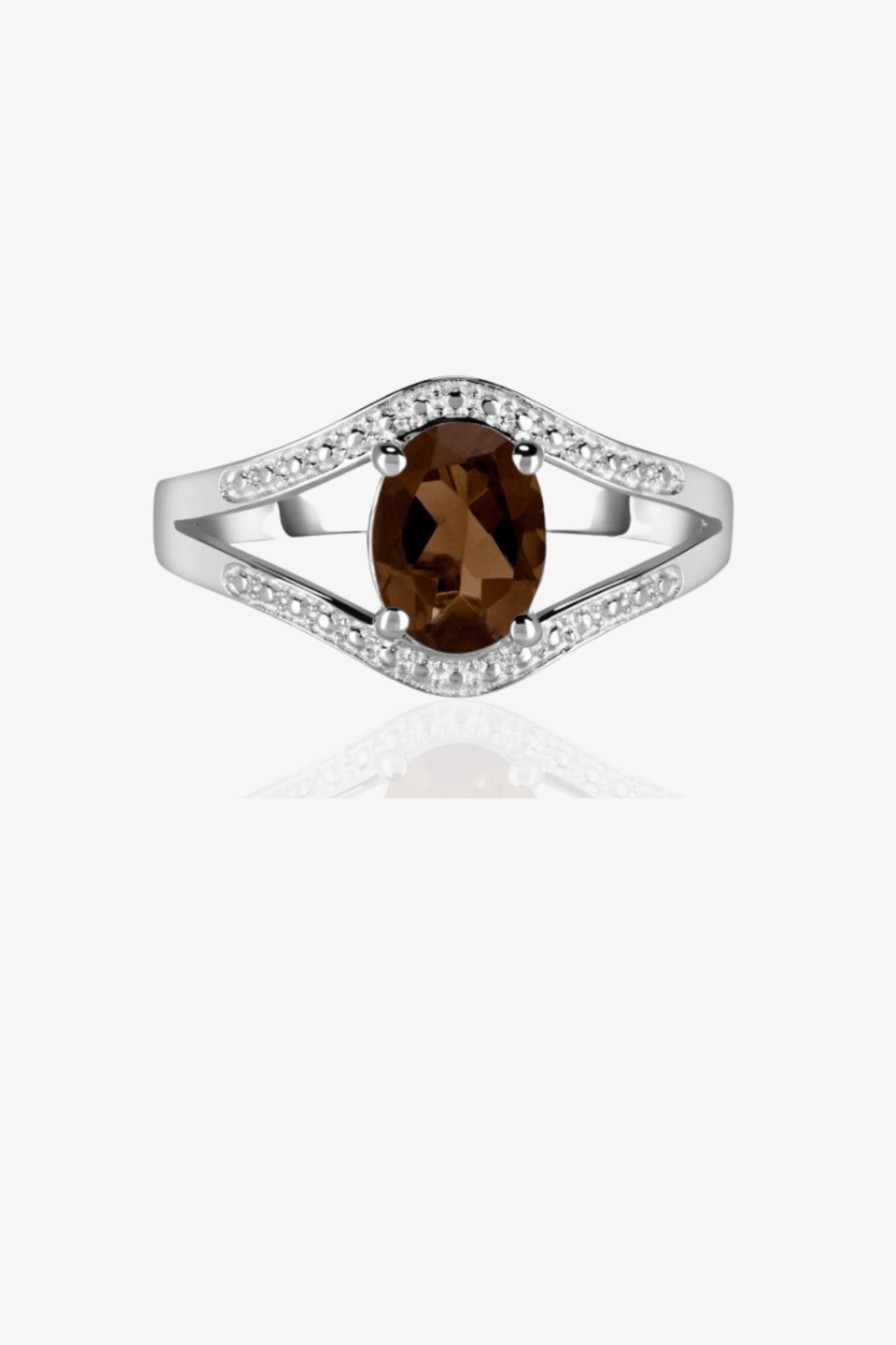 Smoky Quartz Oval Crystal Ring - Eat.Read.Love.