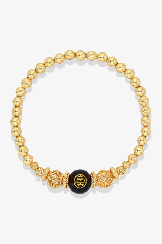 Spiritual Lucky Coin Long Life Bijoux with 10K Gold Beads Bracelet - Eat.Read.Love.