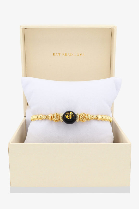 Spiritual Lucky Coin Long Life Bijoux with 10K Gold Beads Bracelet - Eat.Read.Love.