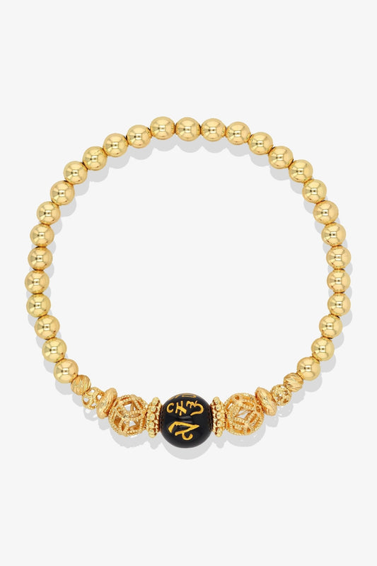 Spiritual Lucky Coin Long Life Bijoux with 10K Gold Beads Bracelet - Eat.Read.Love.