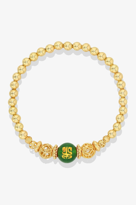 Spiritual Lucky Coin Long Life Bijoux with 10K Gold Beads Bracelet - Eat.Read.Love.