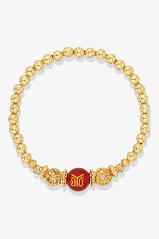 Spiritual Lucky Coin Long Life Bijoux with 10K Gold Beads Bracelet - Eat.Read.Love.