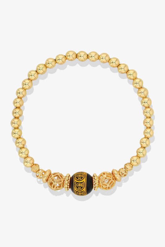 Spiritual Lucky Infinity Coin Bijoux with 10K Gold Beads Bracelet - Eat.Read.Love.