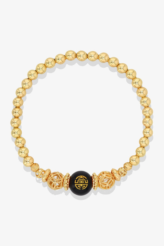 Spiritual Lucky Infinity Coin Bijoux with 10K Gold Beads Bracelet - Eat.Read.Love.