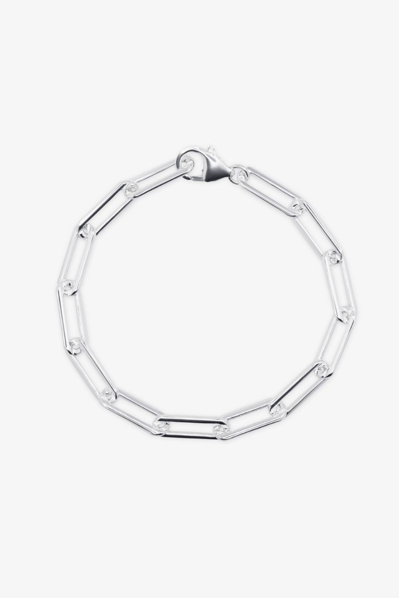 Sterling Silver Oval Paperclip Bracelet - Eat.Read.Love.