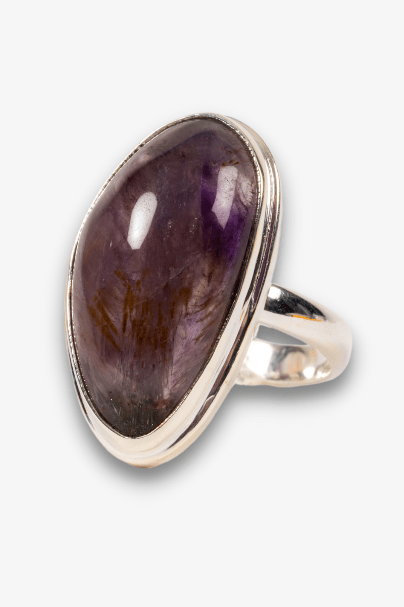 Super Seven Amethyst Sterling Silver Crystal Ring - Eat.Read.Love.