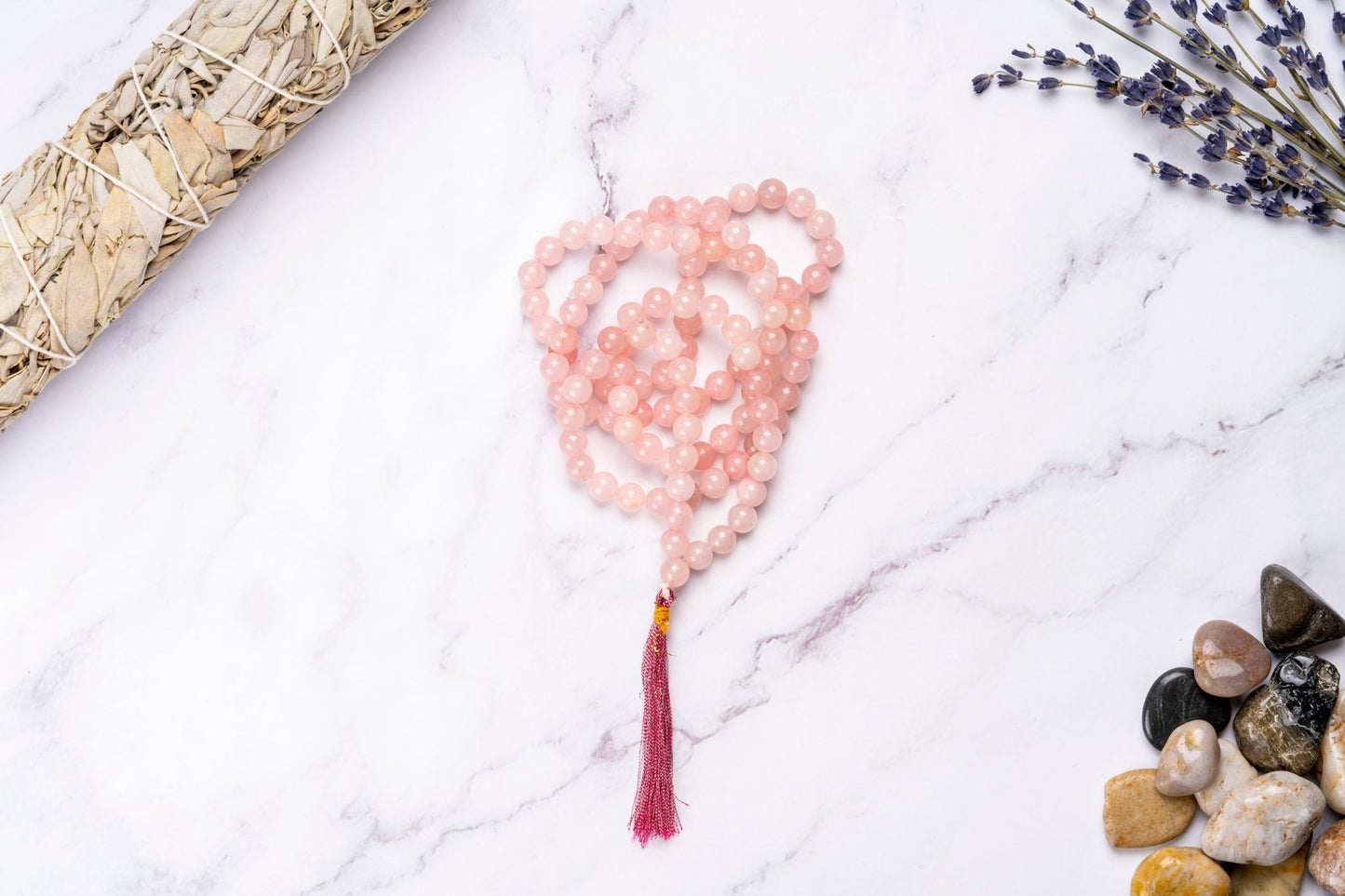 The Blissful Radiance Rose Quartz Mala - Eat.Read.Love.