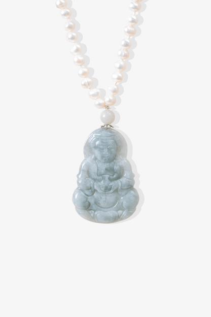 The Prosperous Jade Quan Yin with Fresh Water Pearl Crystal Necklace - Eat.Read.Love.