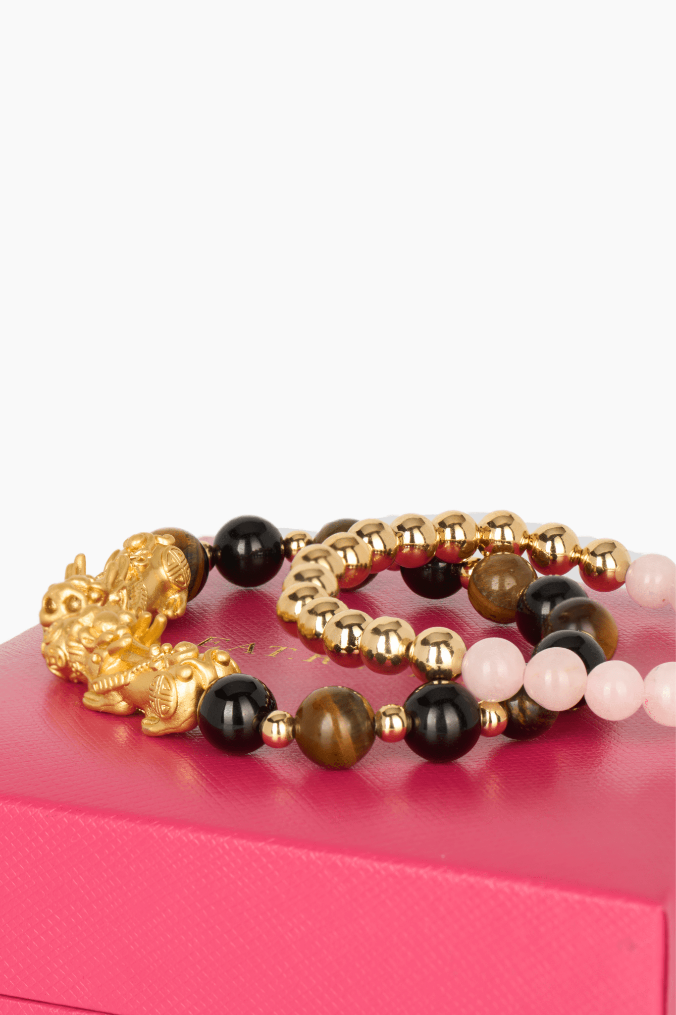 Tigers Eye and Black Obsidian 18k Gold Vermeil Double Pixiu Feng Shui Bracelet - Eat.Read.Love.