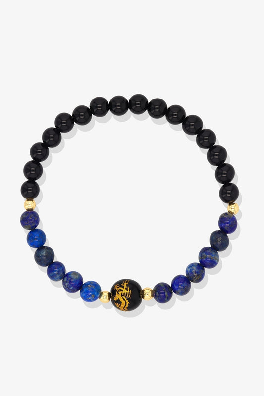 Tiger's Eye and Black Obsidian Lucky Dragon Feng Shui Bracelet REAL Gold - Luck - Eat.Read.Love.