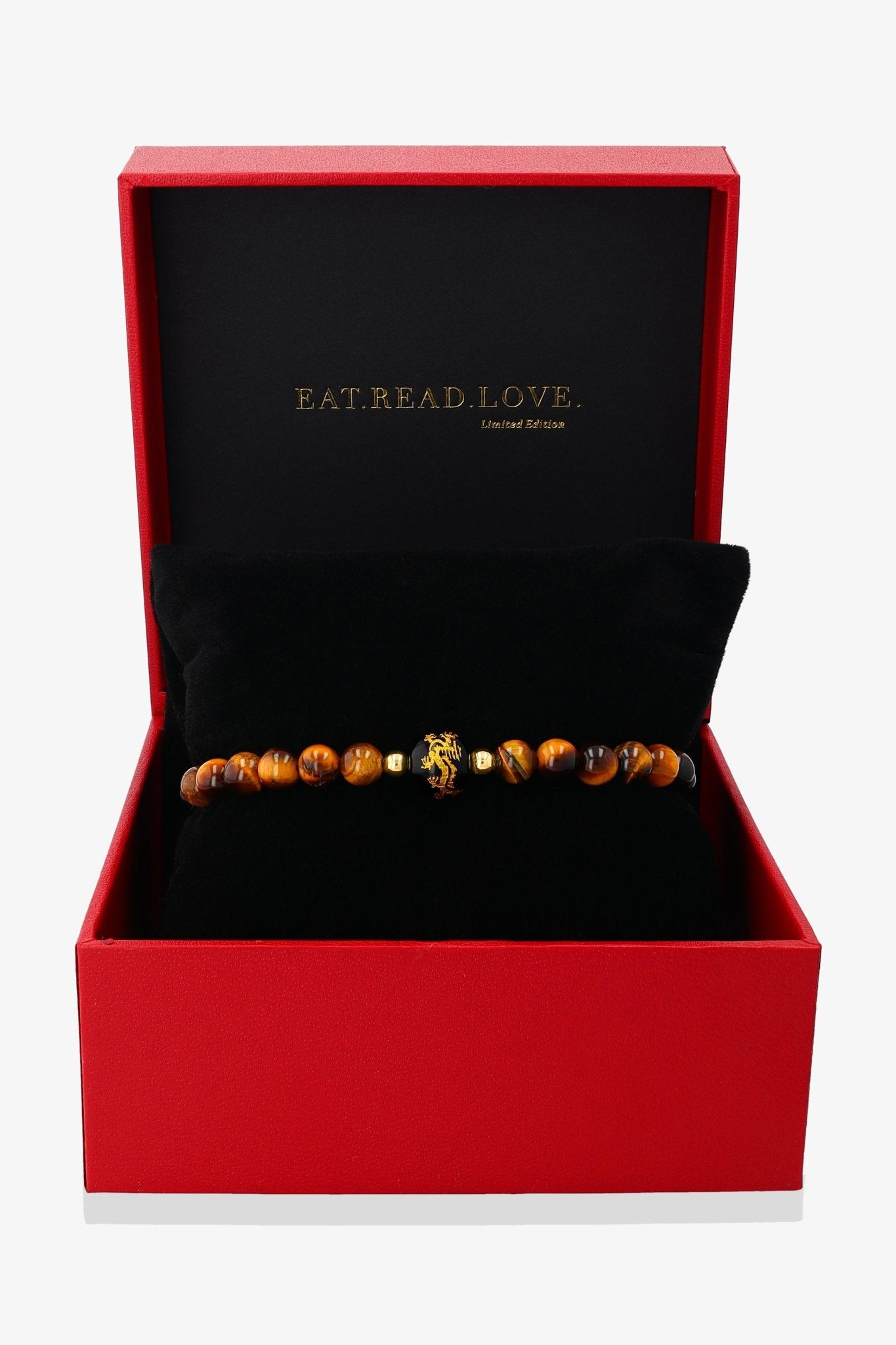 Tiger's Eye and Black Obsidian Lucky Dragon Feng Shui Bracelet REAL Gold - Luck - Eat.Read.Love.