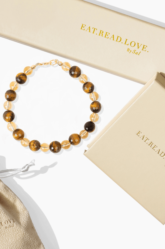 Tigers Eye and Citrine Gold Vermeil Bracelet - Amazing Luck - Eat.Read.Love.