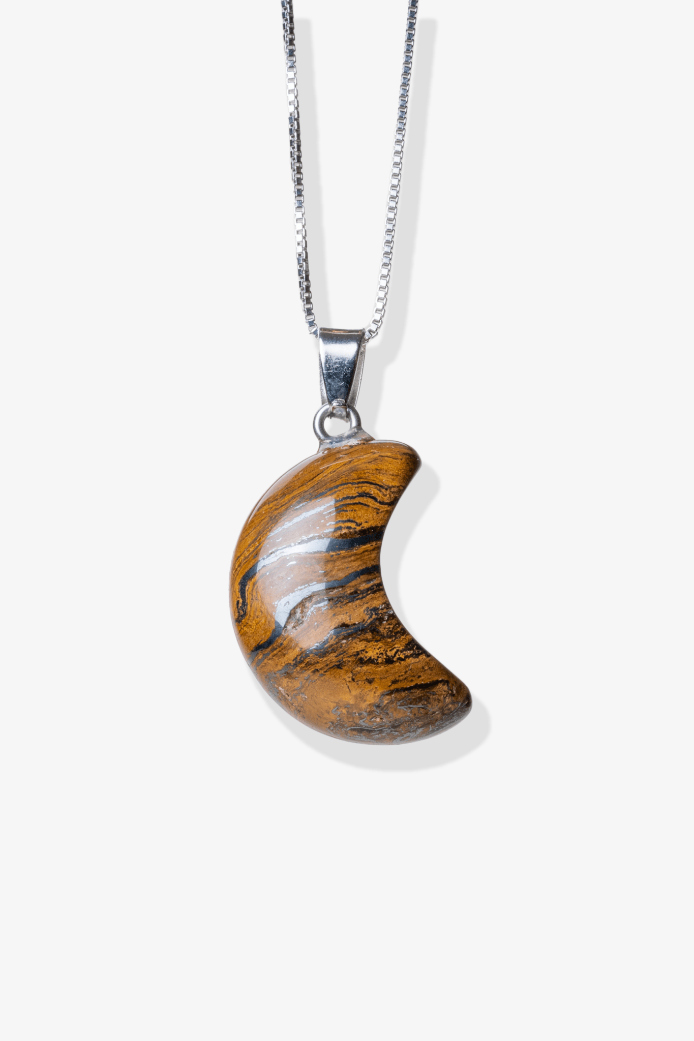 Tigers Eye Crescent Moon Pendant - Eat.Read.Love.