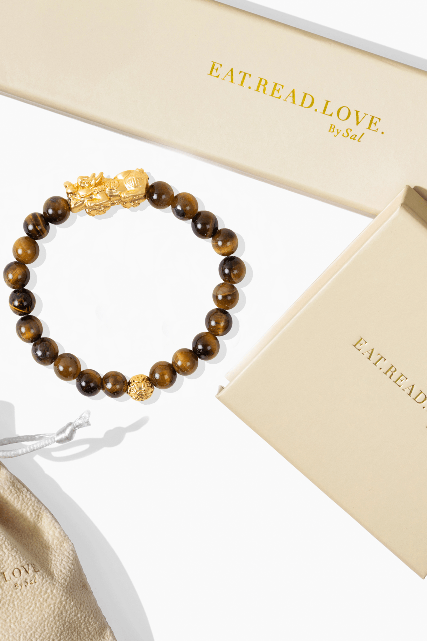 Tigers Eye Fortune 18k Gold Vermeil Pixiu Feng Shui Bracelet - Eat.Read.Love.