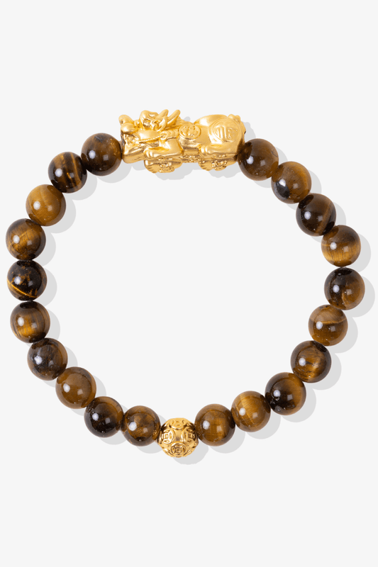 Tigers Eye Fortune 18k Gold Vermeil Pixiu Feng Shui Bracelet - Eat.Read.Love.