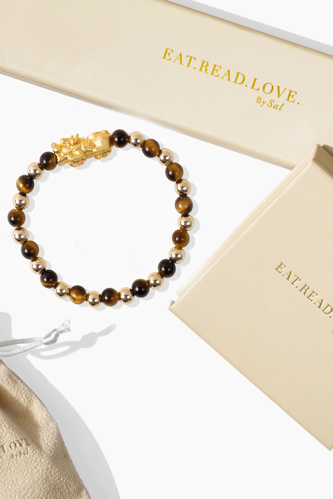 Tigers Eye Infinite Fortune 18k Gold Vermei Pixiu Feng Shui Bracelet - Eat.Read.Love.