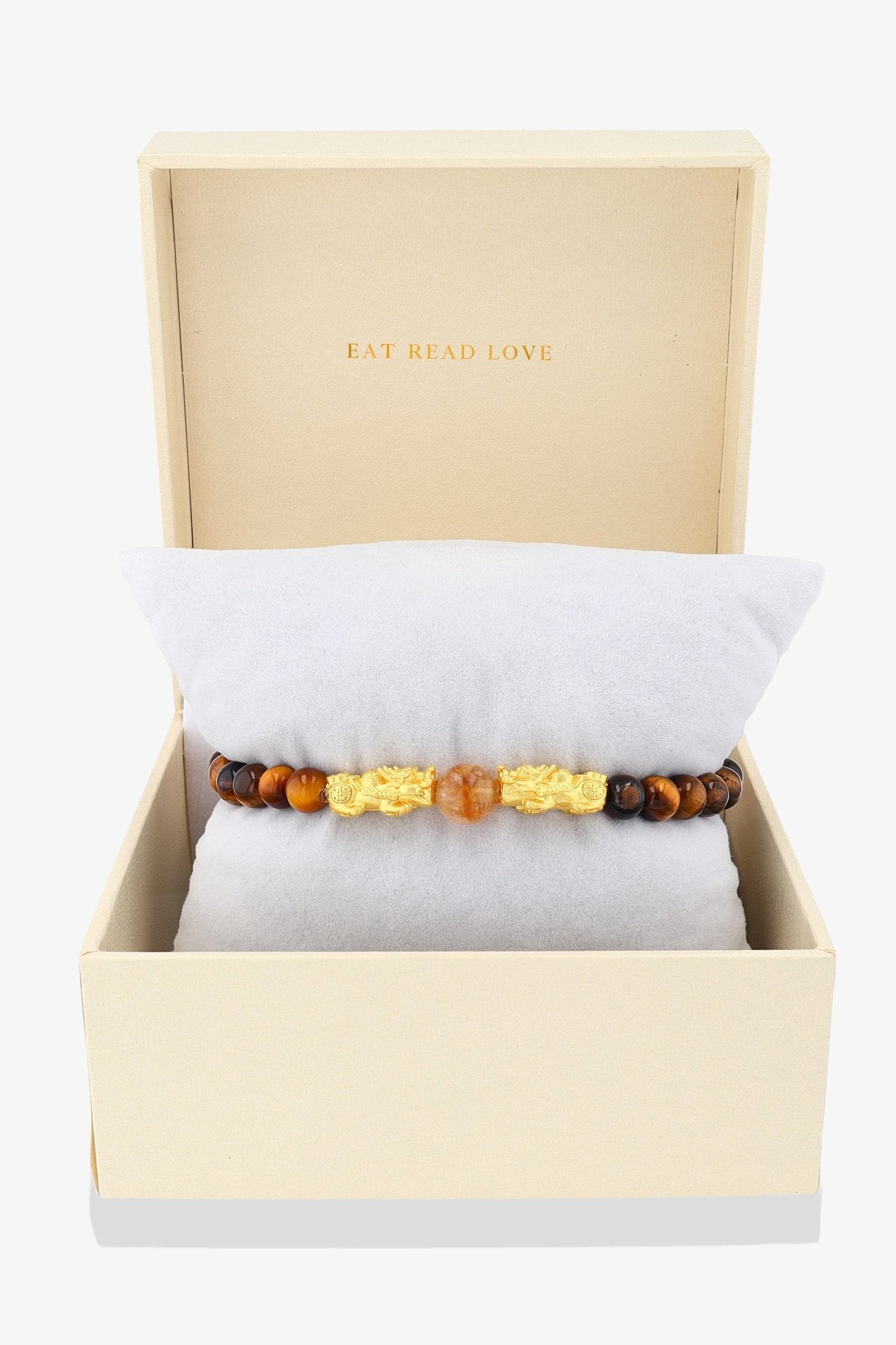 Tigers Eye Luck 18k Gold Vermeil Double Fortune Pixiu Feng Shui Bracelet - Eat.Read.Love.