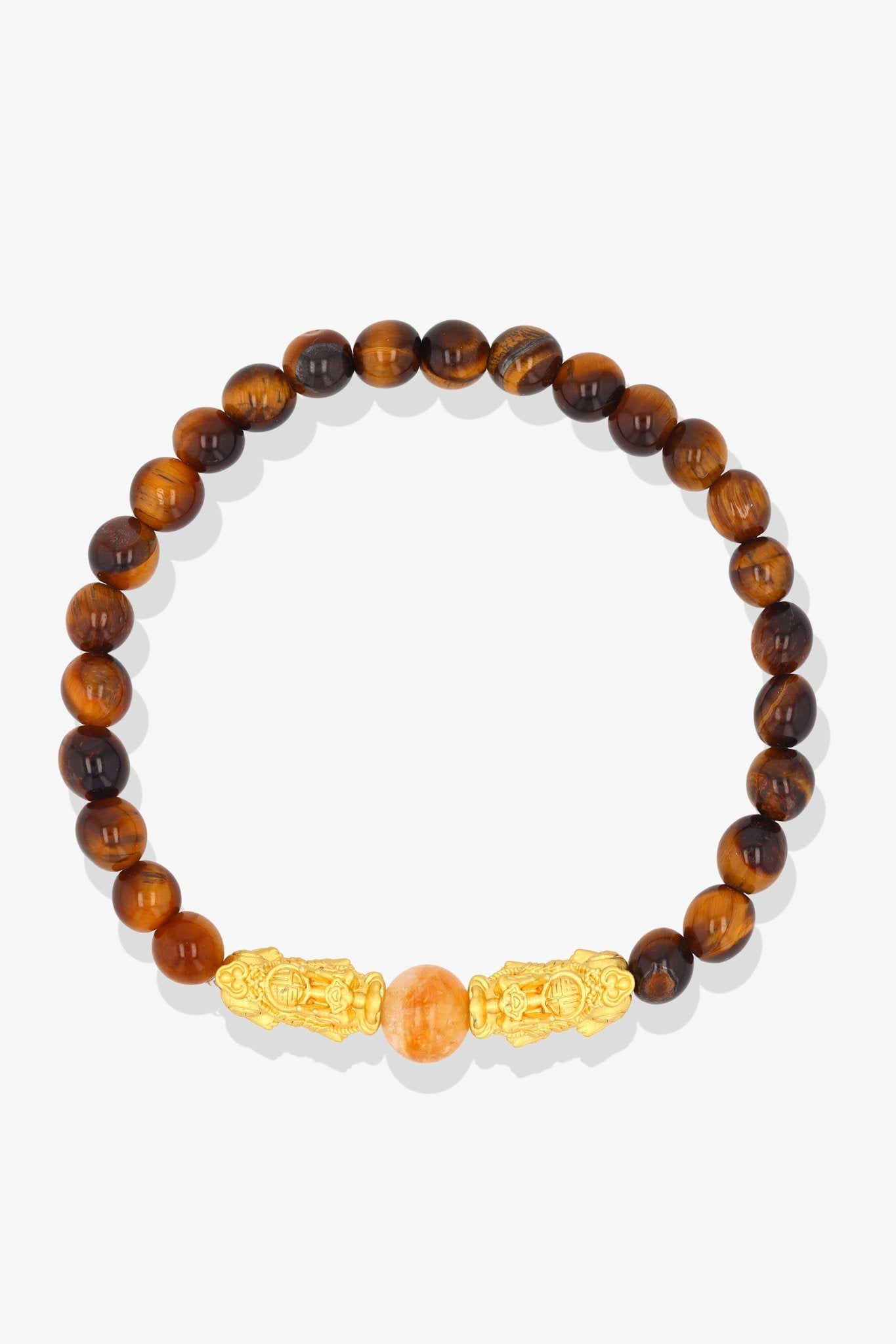 Tigers Eye Luck 18k Gold Vermeil Double Fortune Pixiu Feng Shui Bracelet - Eat.Read.Love.