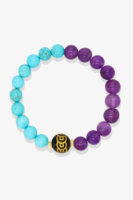 Turquoise and Grade A Amethyst Money Coin Bracelet - Attract Balance - Eat.Read.Love.