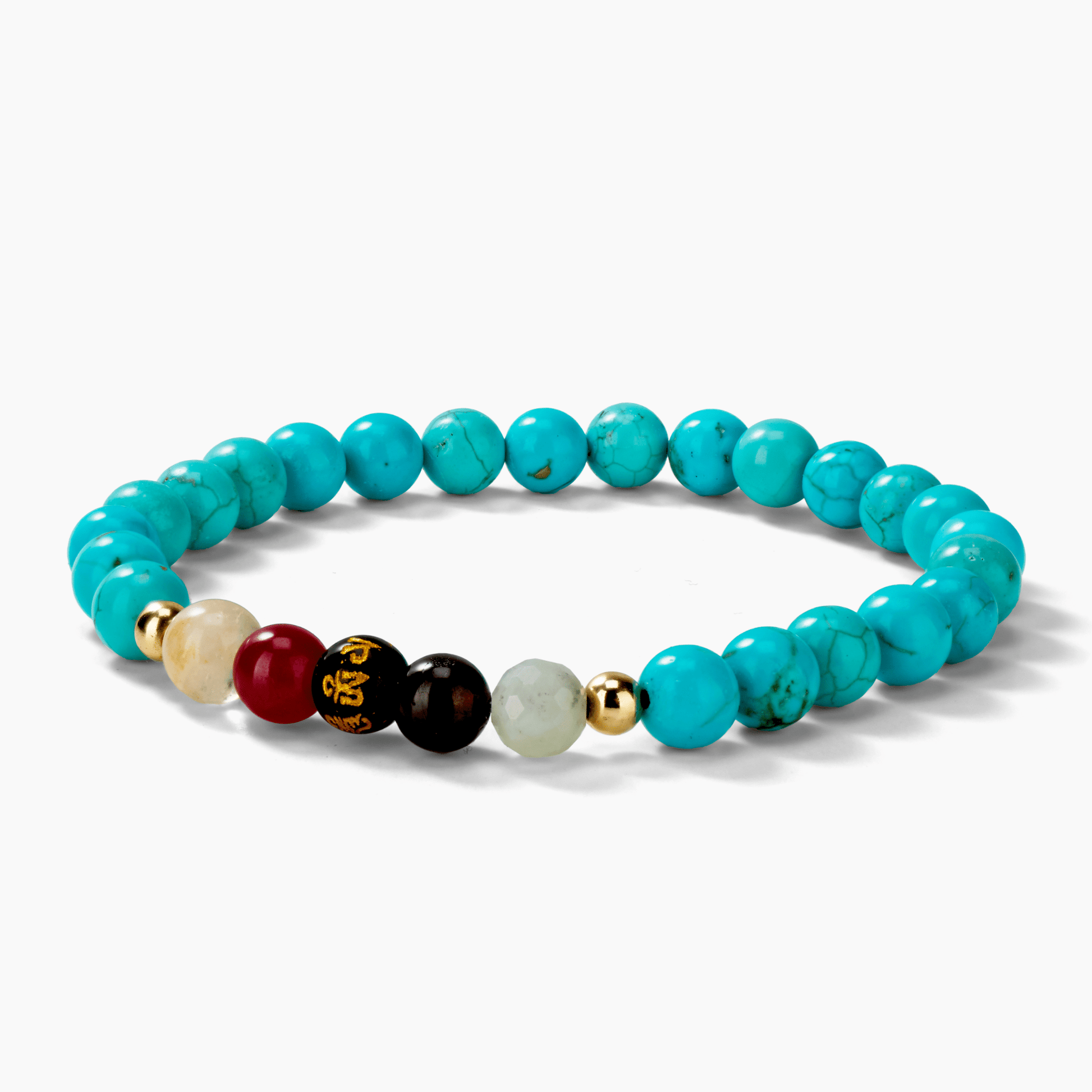 Turquoise Mega Atttraction Lucky 7 Gemstone Bracelet With REAL Gold - Eat.Read.Love.