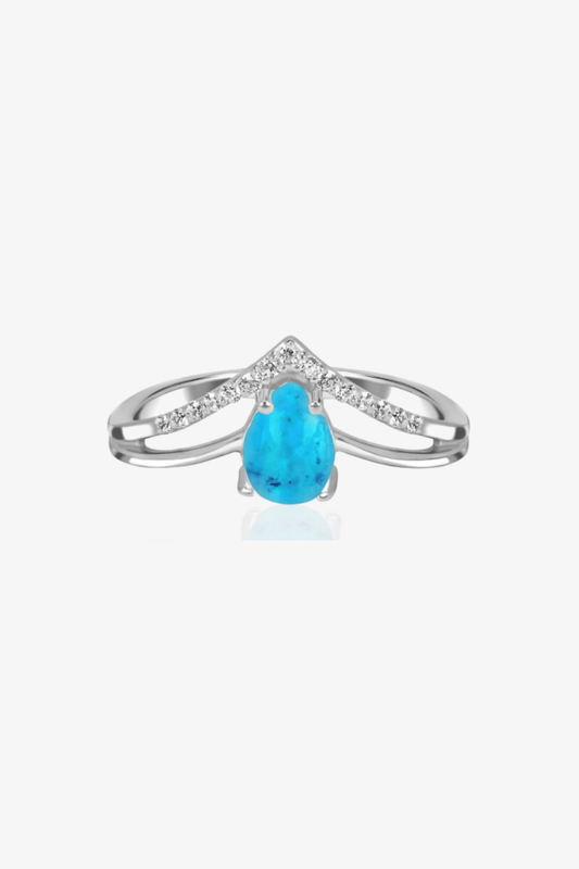 Turquoise Pear Crystal Ring - Eat.Read.Love.