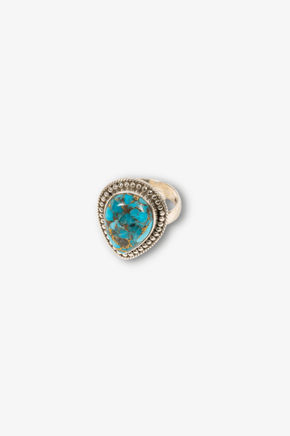 Turquoise Sterling Silver Adjustable Ring - Eat.Read.Love.