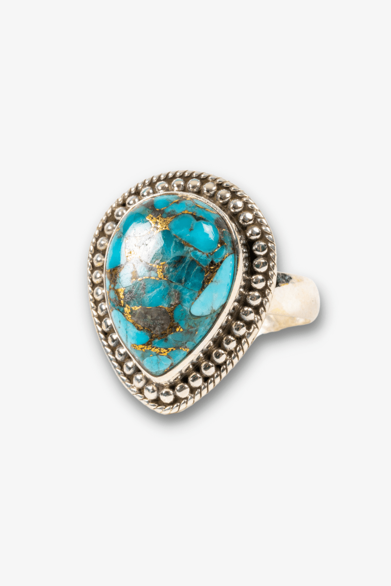 Turquoise Sterling Silver Adjustable Ring - Eat.Read.Love.