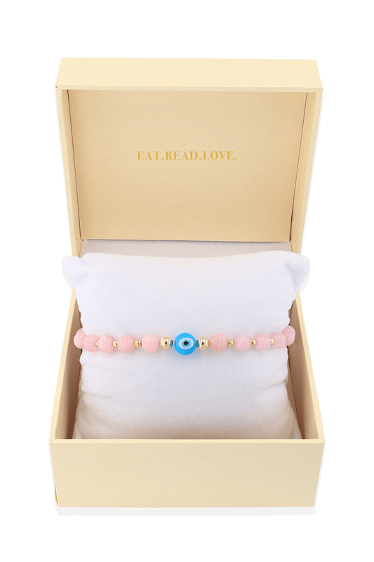 Ultimate Rose Quartz Evil Eye Gold Vermeil Bracelet - Eat.Read.Love.