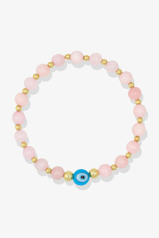 Ultimate Rose Quartz Evil Eye Gold Vermeil Bracelet - Eat.Read.Love.