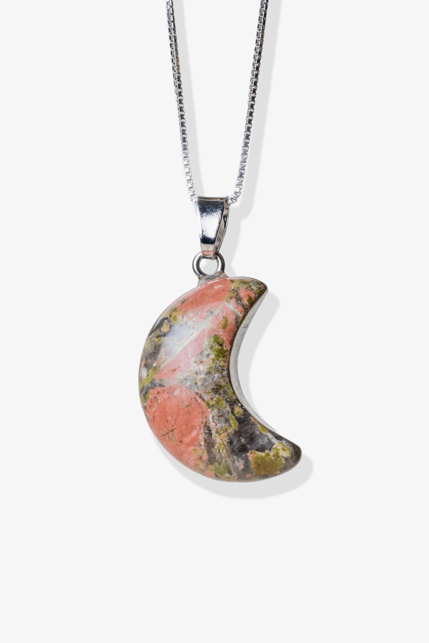 Unakite Crescent Moon Pendant - Eat.Read.Love.