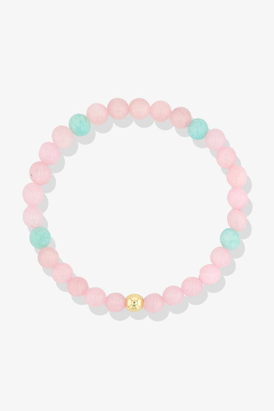 Virgo Rose Quartz and Amazonite Crystal Bracelet with REAL Gold - Eat.Read.Love.