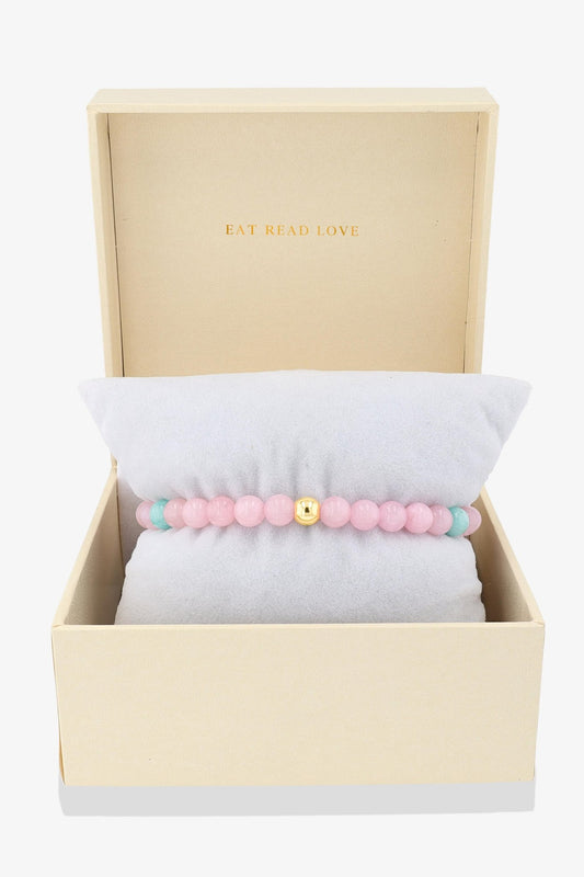 Virgo Rose Quartz and Amazonite Crystal Bracelet with REAL Gold - Eat.Read.Love.