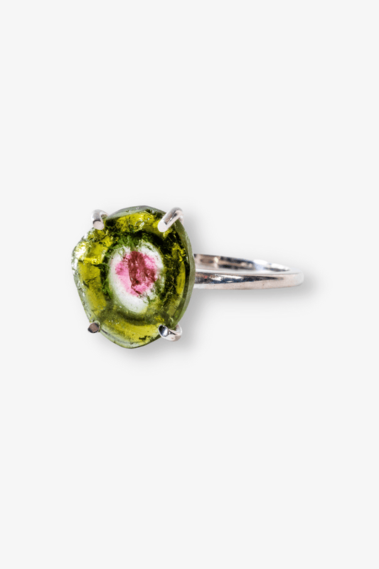 Watermelon Tourmaline Crystal Ring - Eat.Read.Love.