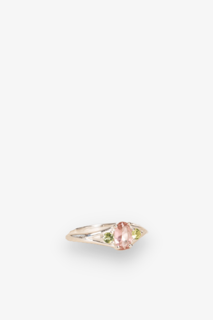 Watermelon Tourmaline Faceted Gemstone Sterling Silver Ring - Eat.Read.Love.