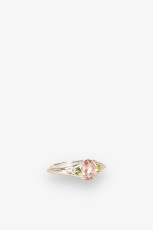 Watermelon Tourmaline Faceted Gemstone Sterling Silver Ring - Eat.Read.Love.