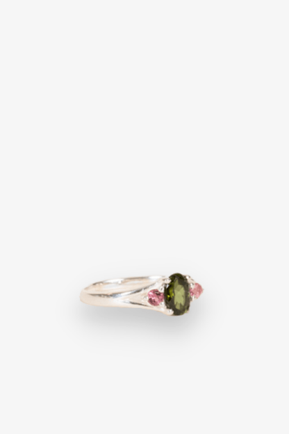 Watermelon Tourmaline Faceted Gemstone Sterling Silver Ring - Eat.Read.Love.