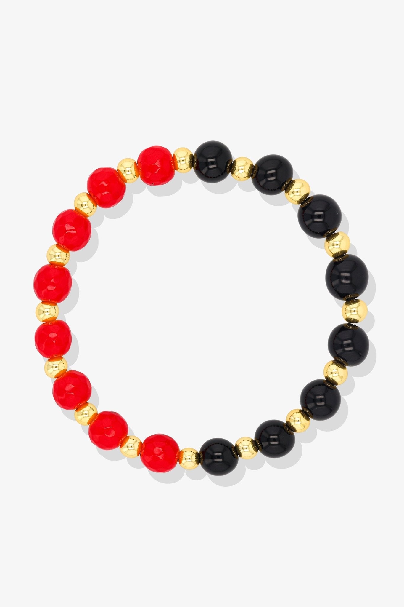 Wealth and Protection Black Obsidian and Red Jade 18k Gold Vermeil Bracelet - Eat.Read.Love.