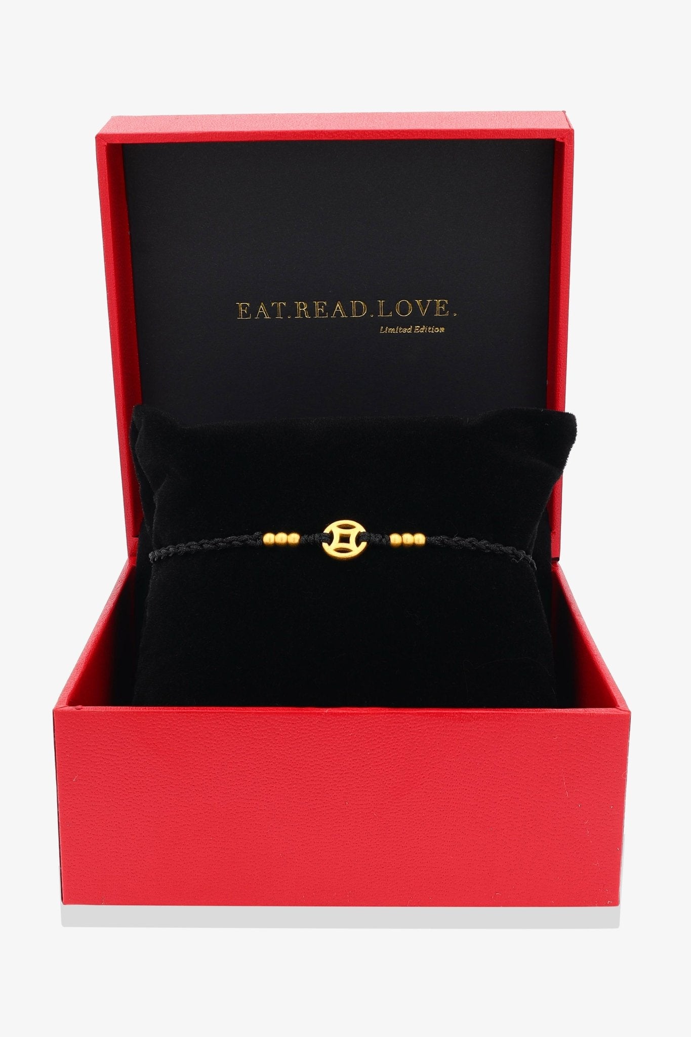 Wealth Coin Gold Vermeil Red Thread Bracelet - Eat.Read.Love.