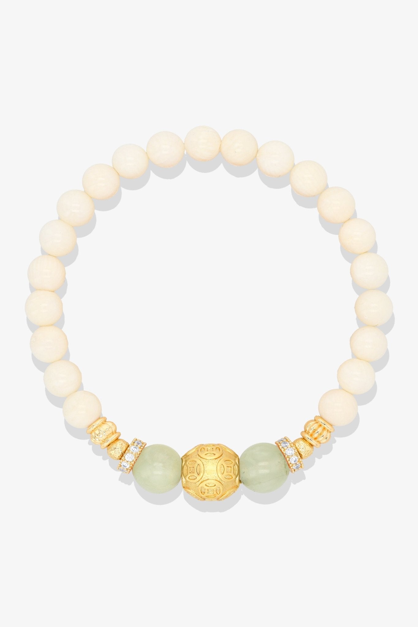 White Coral 18k Gold Vermeil Money Magnet Charm Apatite Bracelet - Eat.Read.Love.